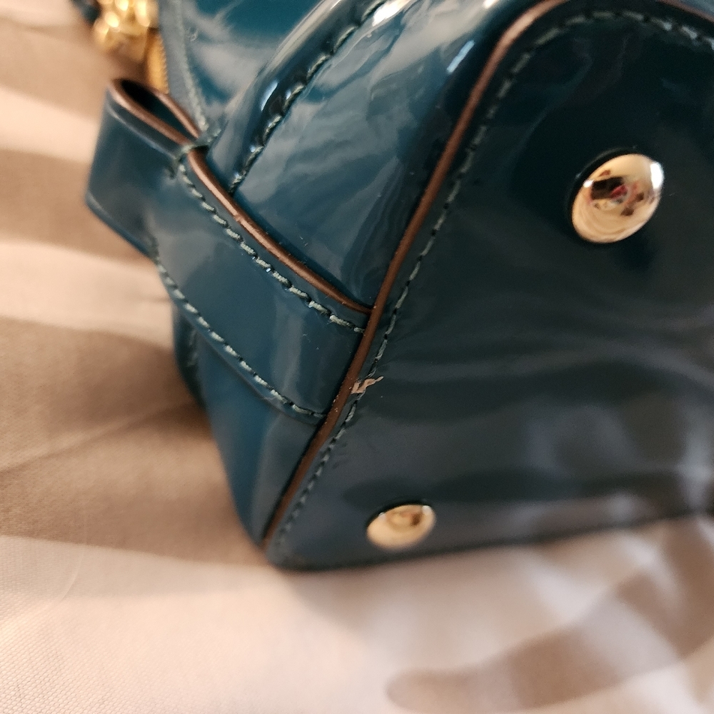 Coach Patent Leather Dome Satchel in Teal - Picture 8 of 8